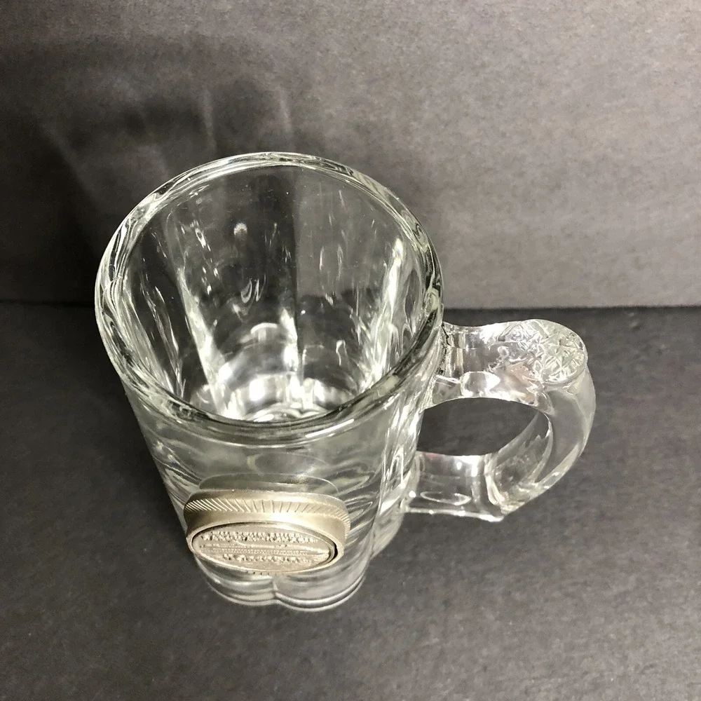 Carnival Victory Mug Glass Handled Pilsner Beerwith Pewter Logo 5 3/4